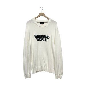 NEW Double Rainbouu White Weekend World Knit Sweater Size L Large